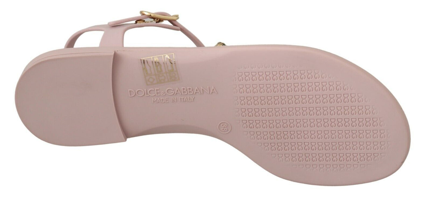 Dolce & Gabbana Elegant Pink Crystal Embellished Sandals