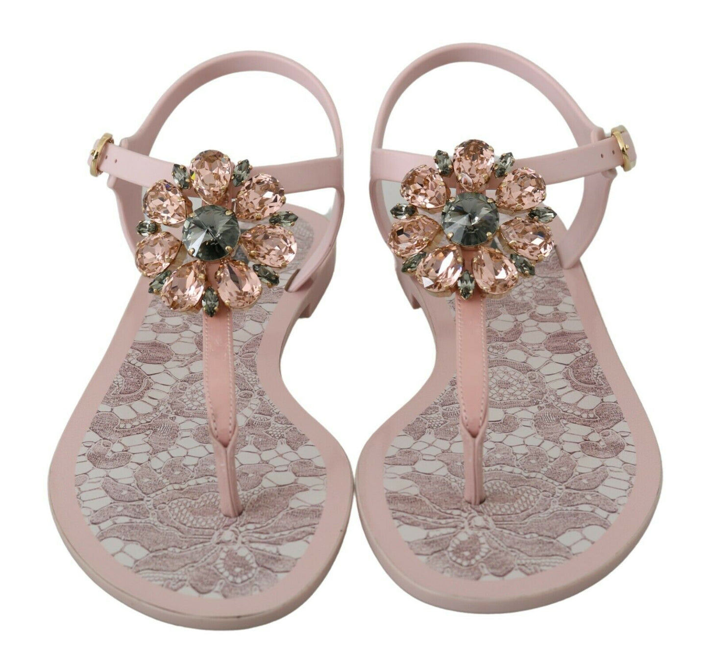 Dolce & Gabbana Elegant Pink Crystal Embellished Sandals