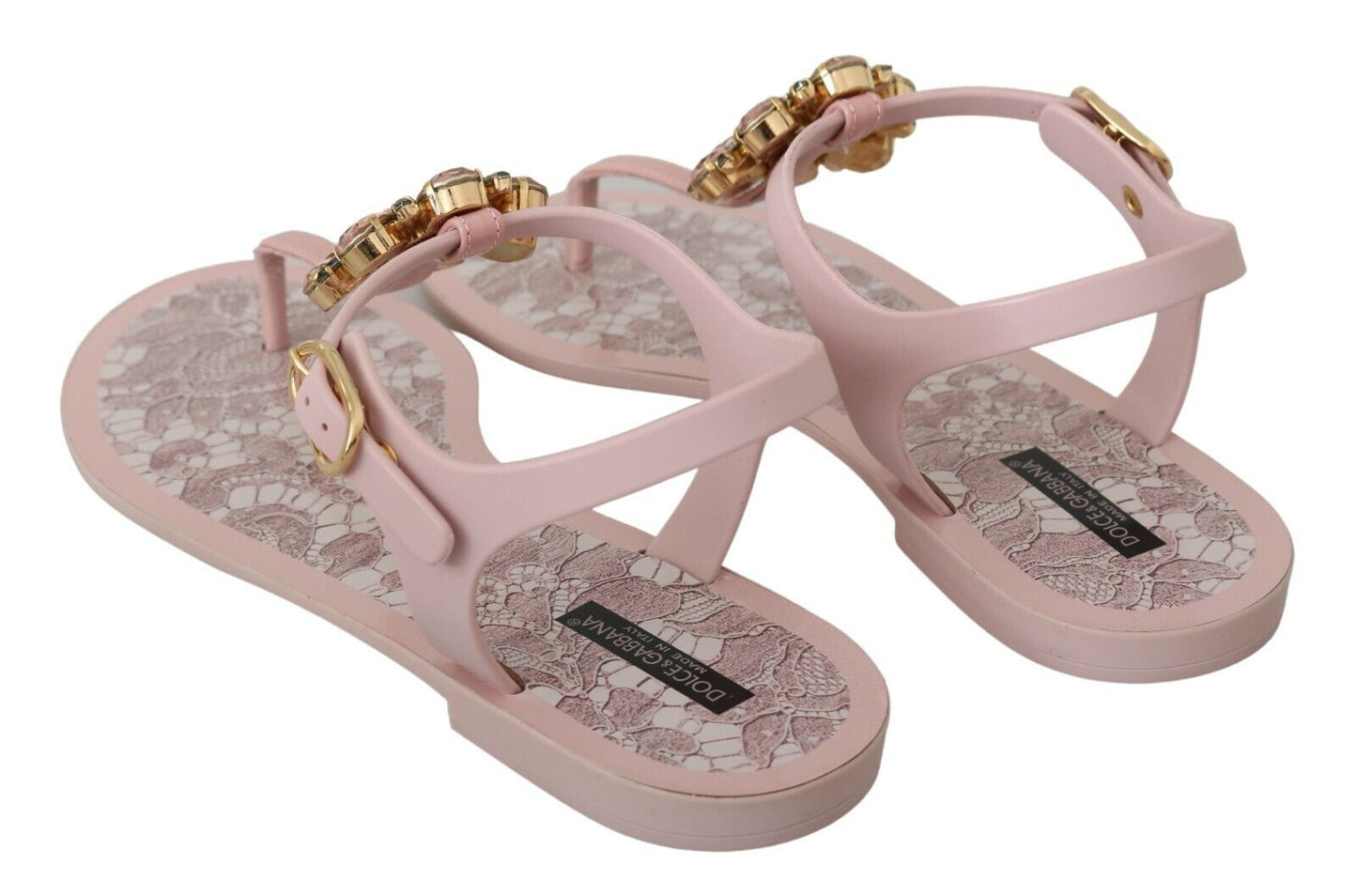 Dolce & Gabbana Elegant Pink Crystal Embellished Sandals