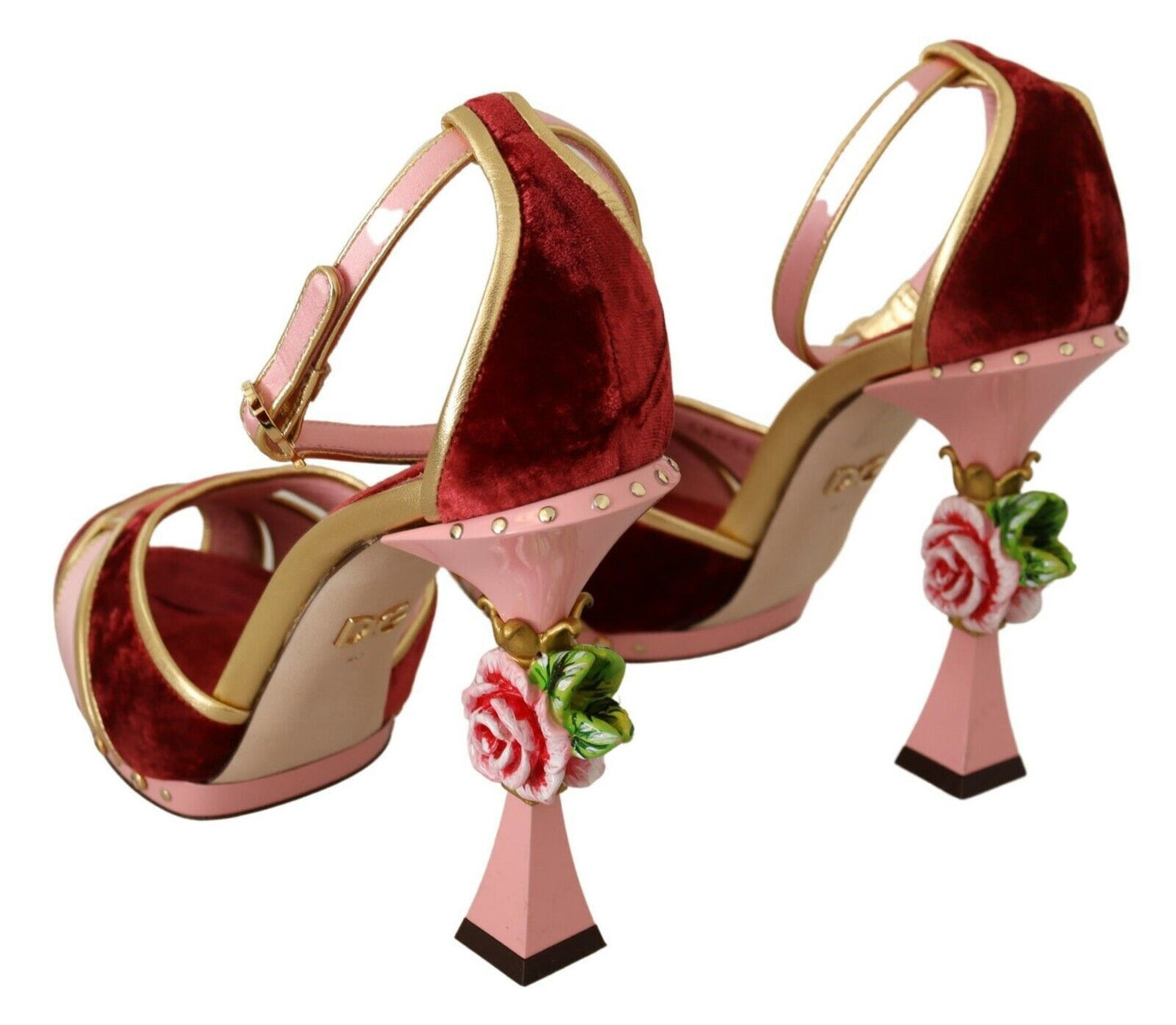 Dolce & Gabbana Chic Red Velvet Ankle Strap Sandals