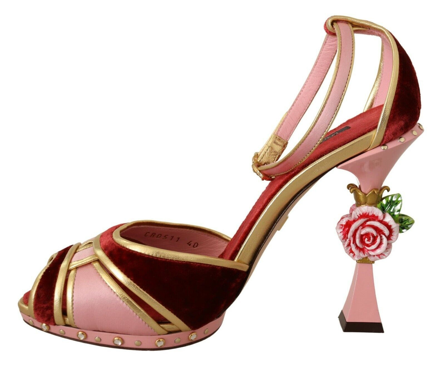 Dolce & Gabbana Chic Red Velvet Ankle Strap Sandals