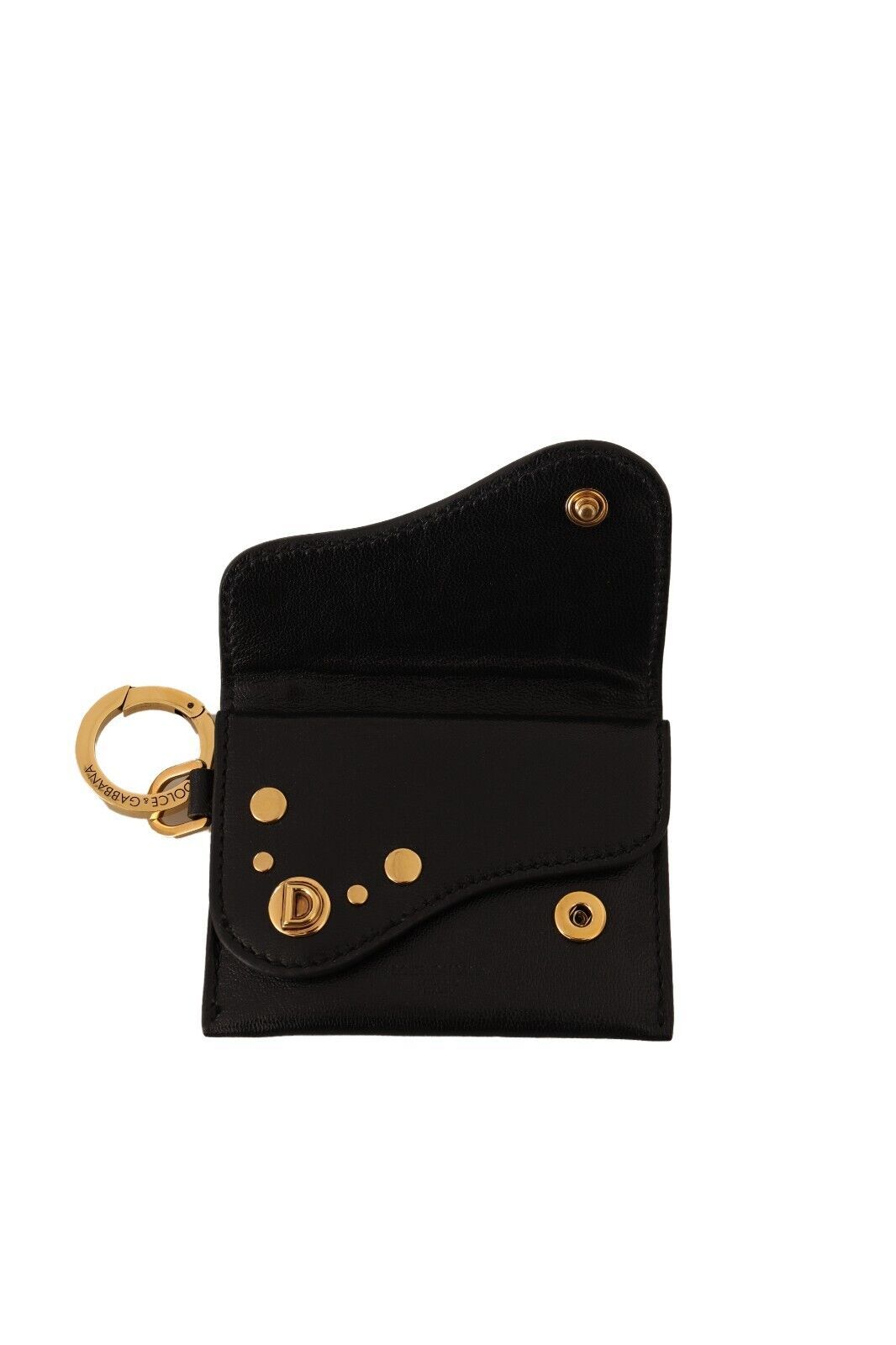 Dolce & Gabbana Elegant Black Leather Bifold Wallet with Keychain