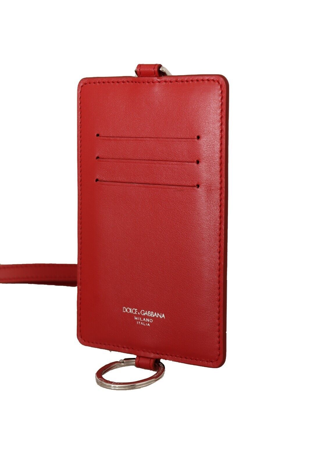 Dolce & Gabbana Red Leather Cardholder with Neck Strap