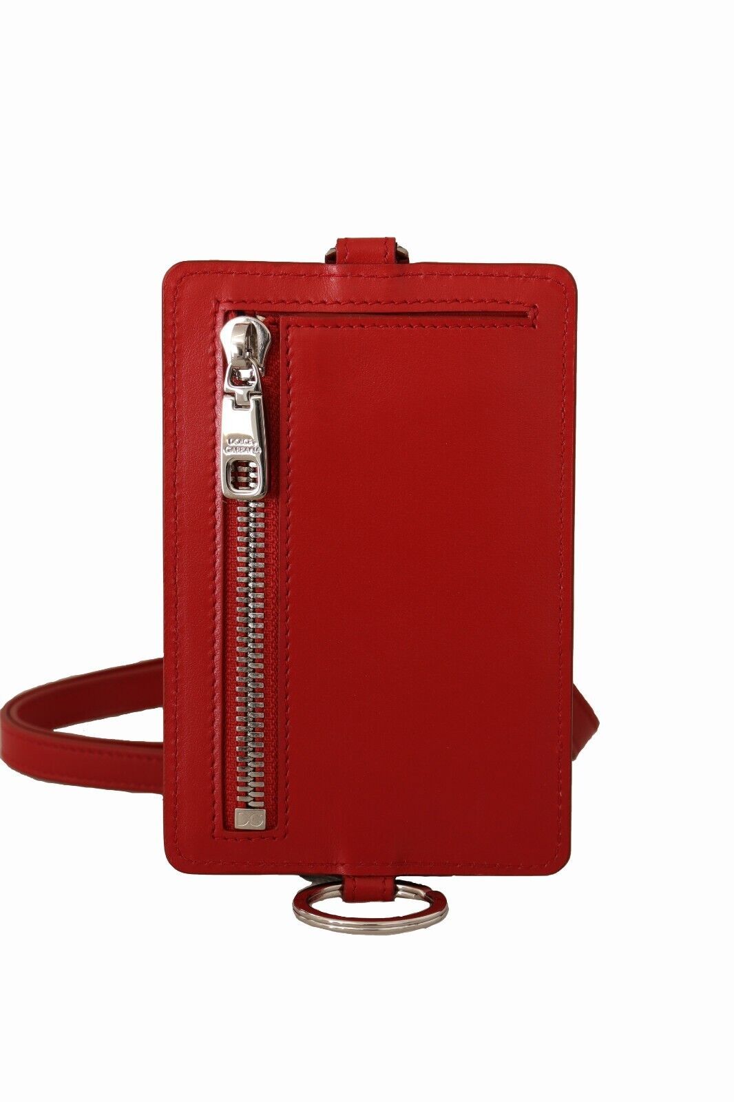 Dolce & Gabbana Red Leather Cardholder with Neck Strap