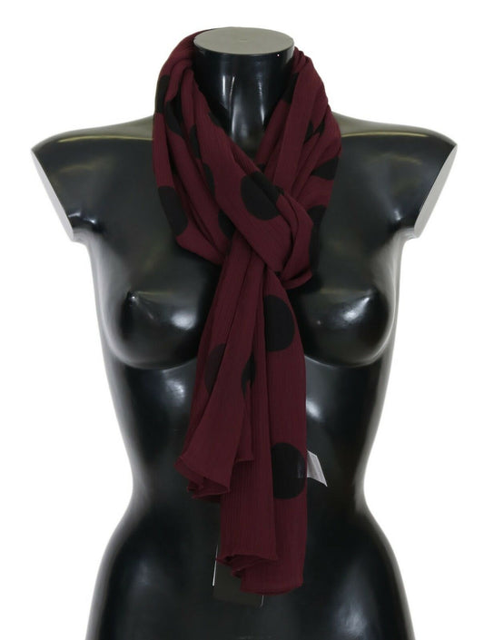 Dolce & Gabbana Elegant Bordeaux Polka Dot Scarf Wrap