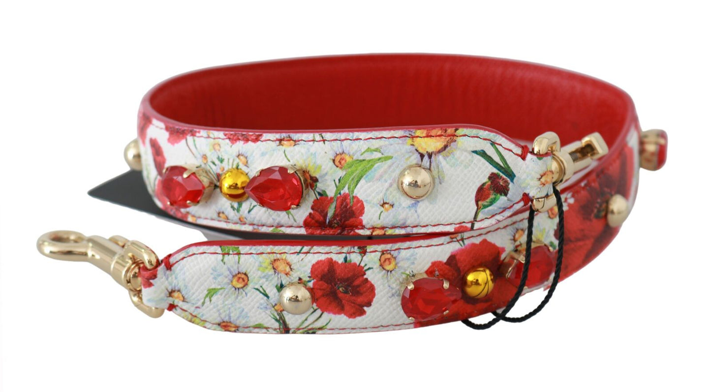 Dolce & Gabbana Floral Embellished Calfskin Shoulder Strap