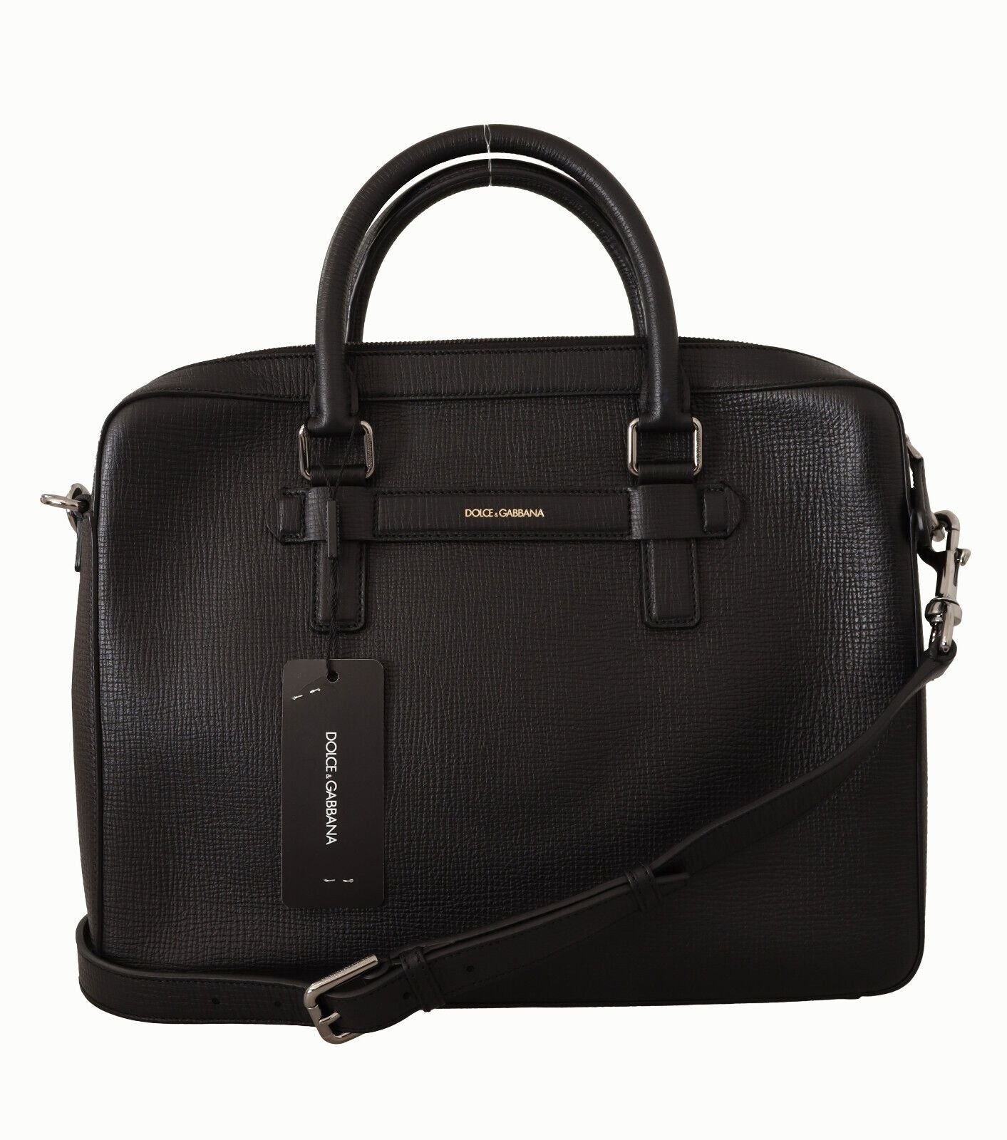 Dolce & Gabbana Elegant Black Leather Messenger Bag