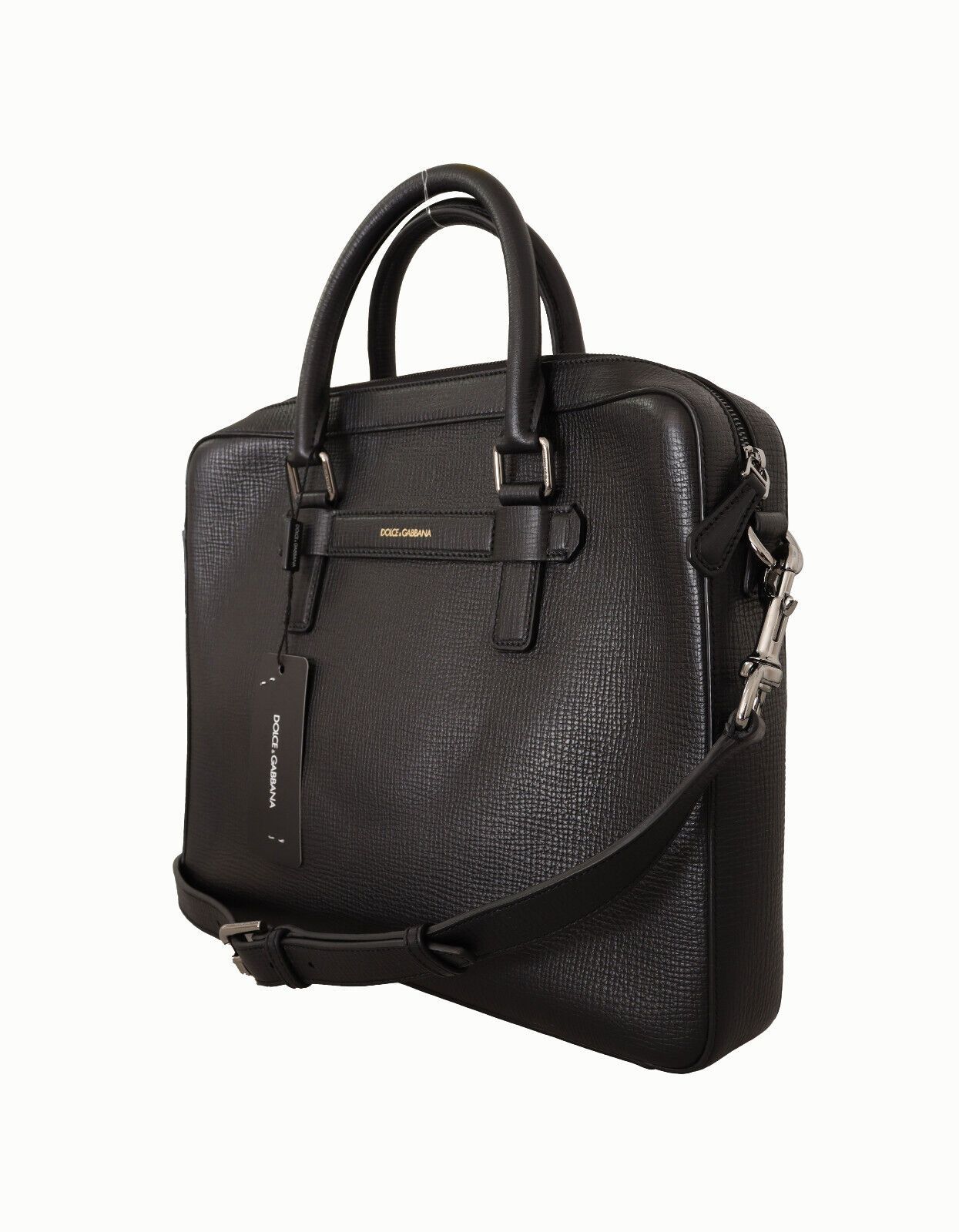 Dolce & Gabbana Elegant Black Leather Messenger Bag