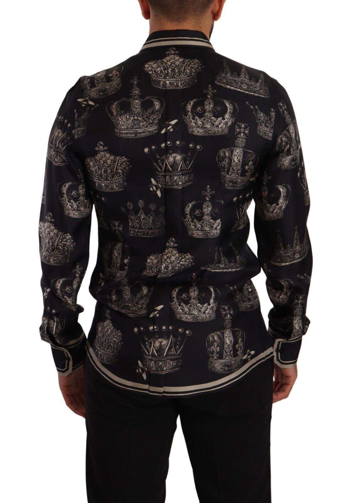 Dolce & Gabbana Slim Fit Crown Print Silk Shirt