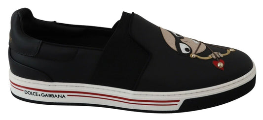 Dolce & Gabbana Elegant Black Leather Slip-On Loafers