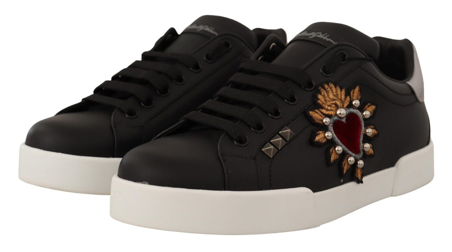 Dolce & Gabbana Elegant Heart Motive Leather Sneakers