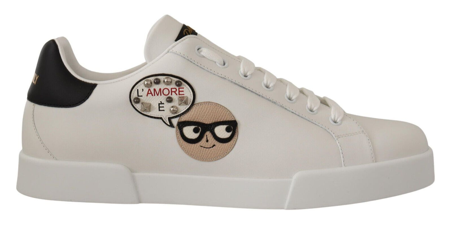 Dolce & Gabbana Heart Motive Leather Casual Sneakers