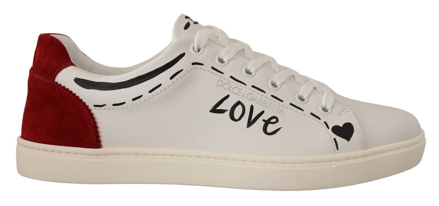 Dolce & Gabbana Chic White Sneakers with Red Detailing