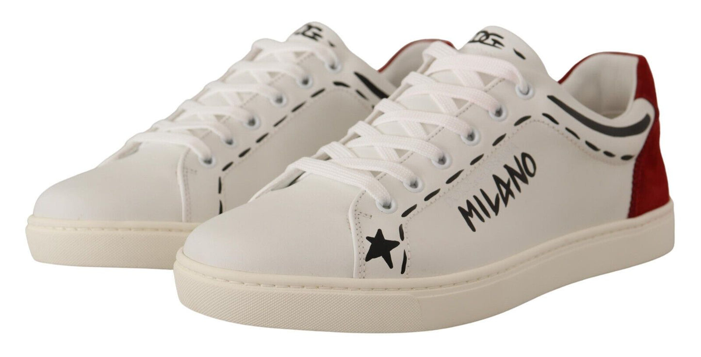 Dolce & Gabbana Chic White Sneakers with Red Detailing