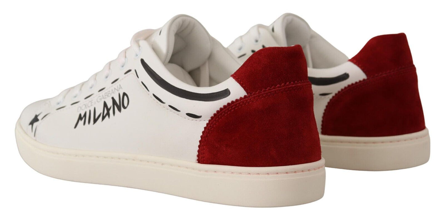 Dolce & Gabbana Chic White Sneakers with Red Detailing