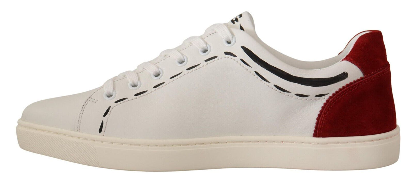 Dolce & Gabbana Chic White Sneakers with Red Detailing