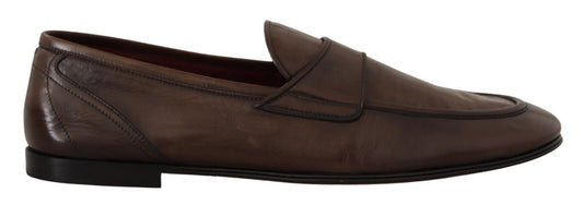 Dolce & Gabbana Elegant Brown Leather Loafers for Men