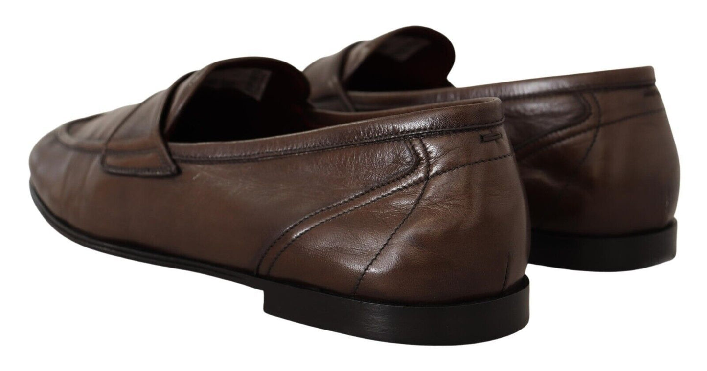 Dolce & Gabbana Elegant Brown Leather Loafers for Men