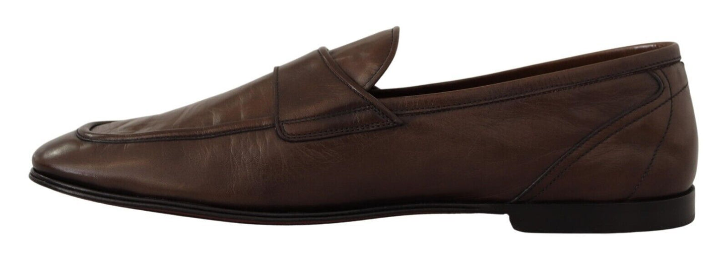 Dolce & Gabbana Elegant Brown Leather Loafers for Men