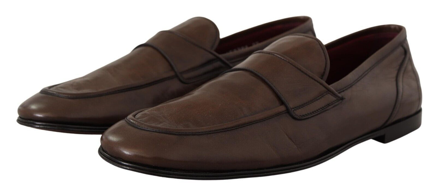 Dolce & Gabbana Elegant Brown Leather Loafers for Men