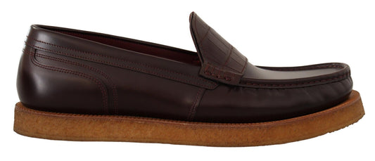 Dolce & Gabbana Elegant Bordeaux Leather Loafers