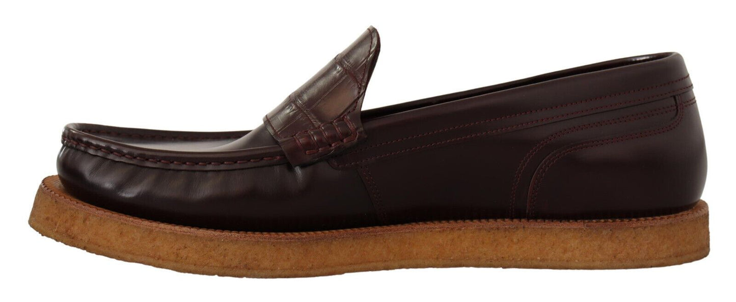 Dolce & Gabbana Elegant Bordeaux Leather Loafers