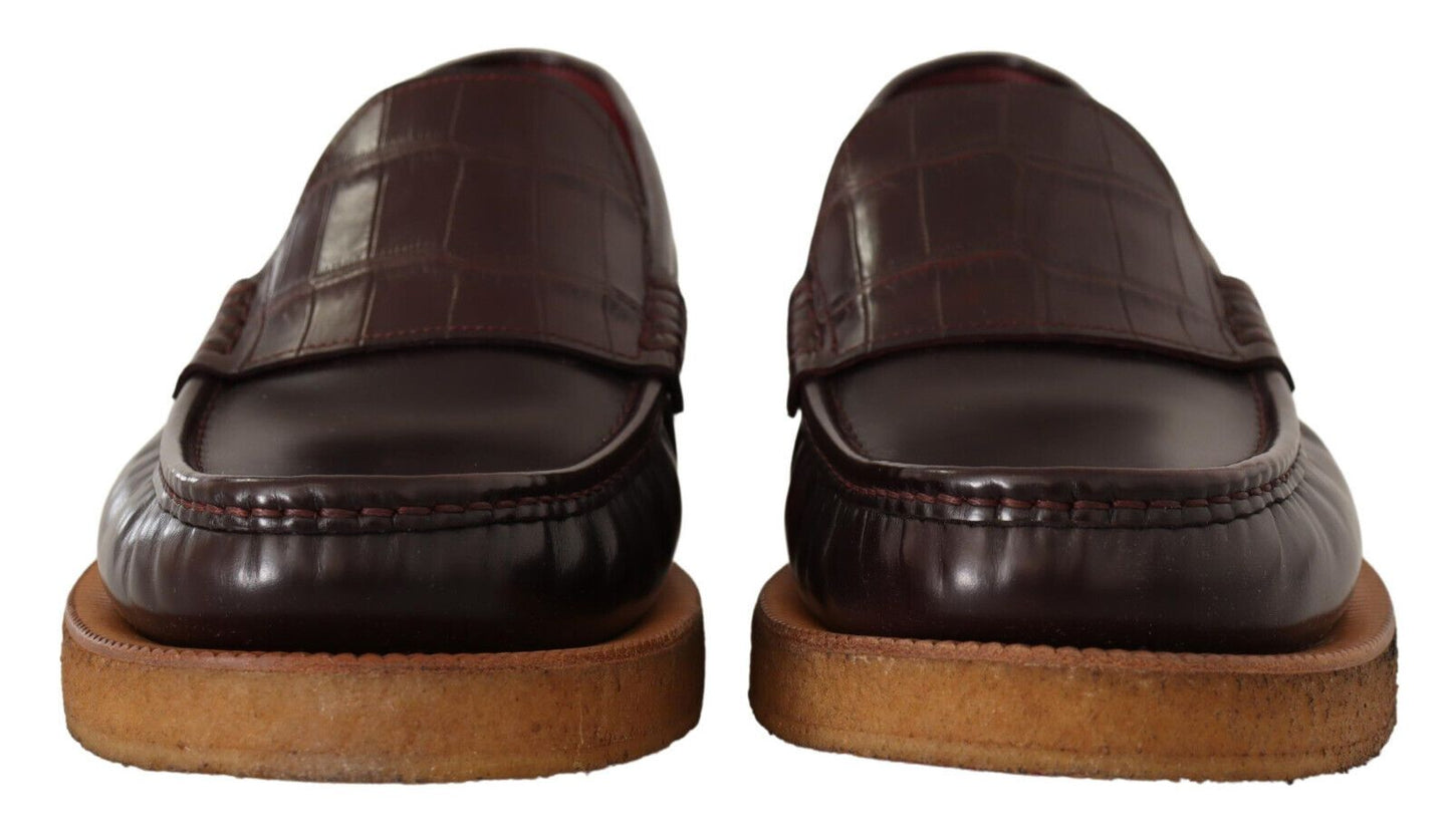 Dolce & Gabbana Elegant Bordeaux Leather Loafers