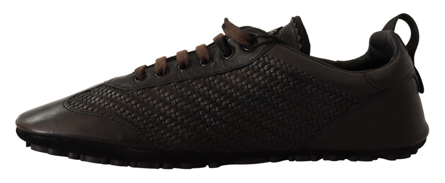 Dolce & Gabbana Elegant Woven Leather Low-Top Sneakers