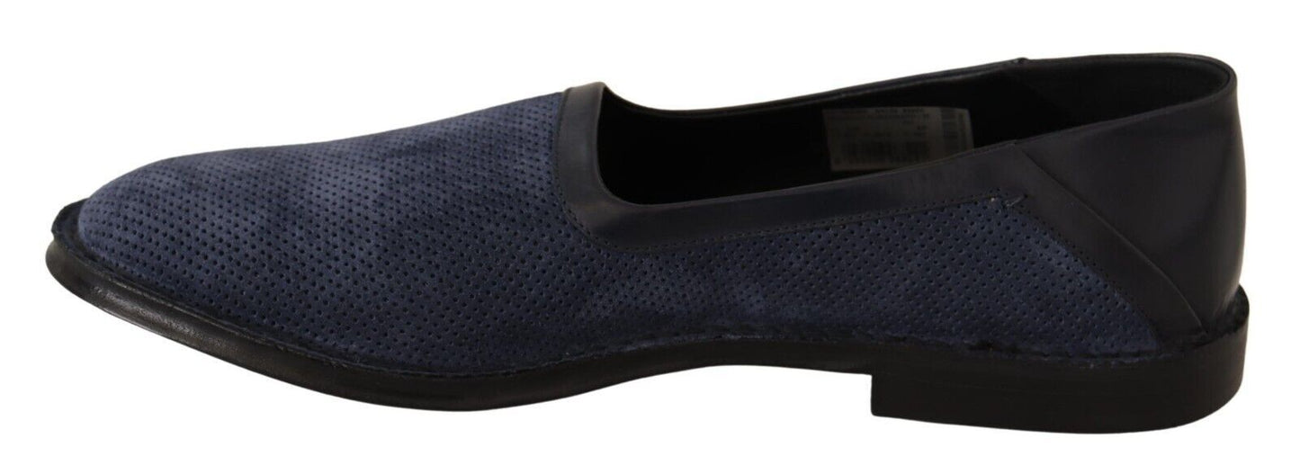 Dolce & Gabbana Chic Blue Leather Loafers for the Modern Gentleman