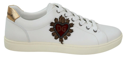 Dolce & Gabbana Elegant White Leather Low-Top Sneakers