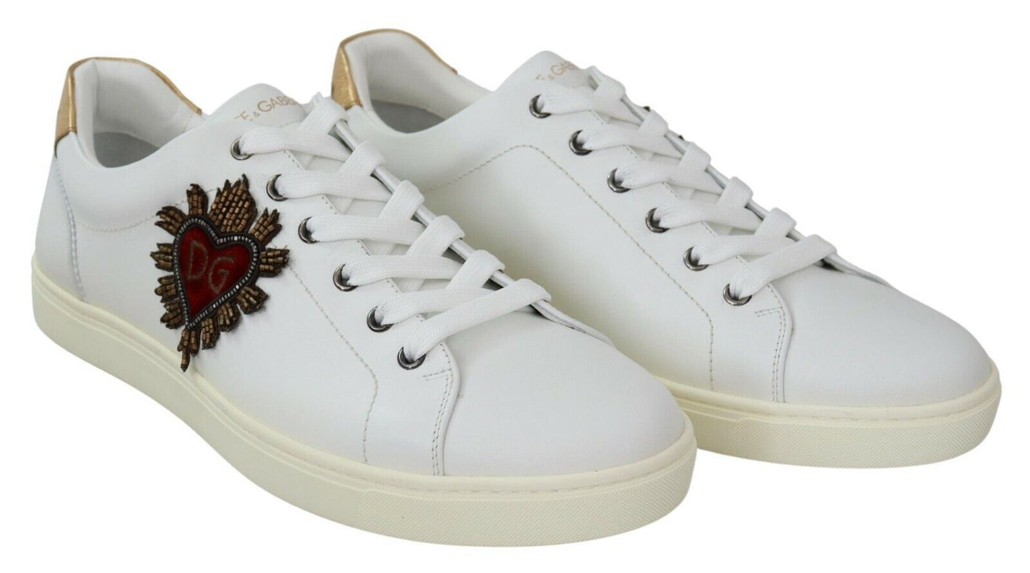 Dolce & Gabbana Elegant White Leather Low-Top Sneakers