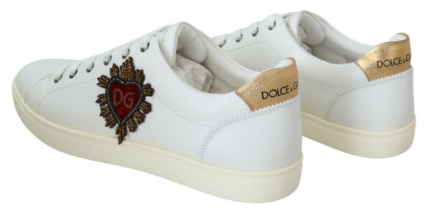 Dolce & Gabbana Elegant White Leather Low-Top Sneakers