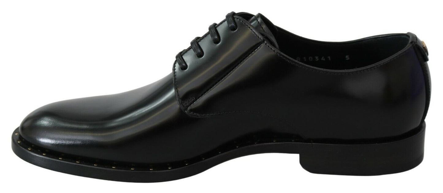 Dolce & Gabbana Elegant Black Leather Formal Derby Shoes