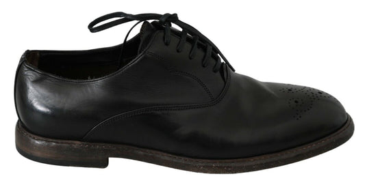 Dolce & Gabbana Elegant Black Leather Derby Dress Shoes