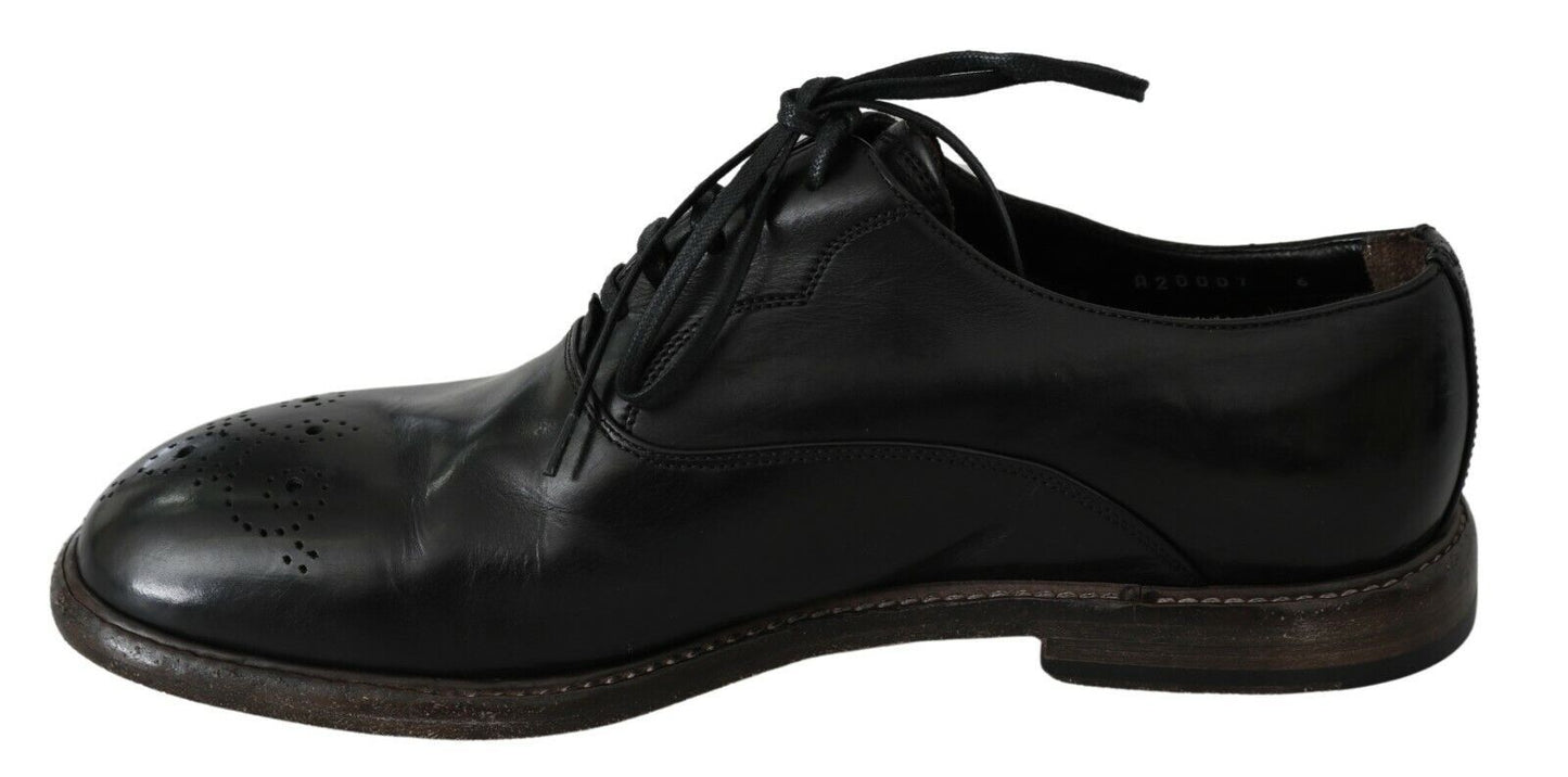 Dolce & Gabbana Elegant Black Leather Derby Dress Shoes