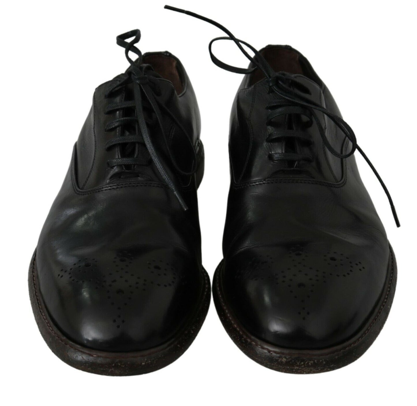 Dolce & Gabbana Elegant Black Leather Derby Dress Shoes