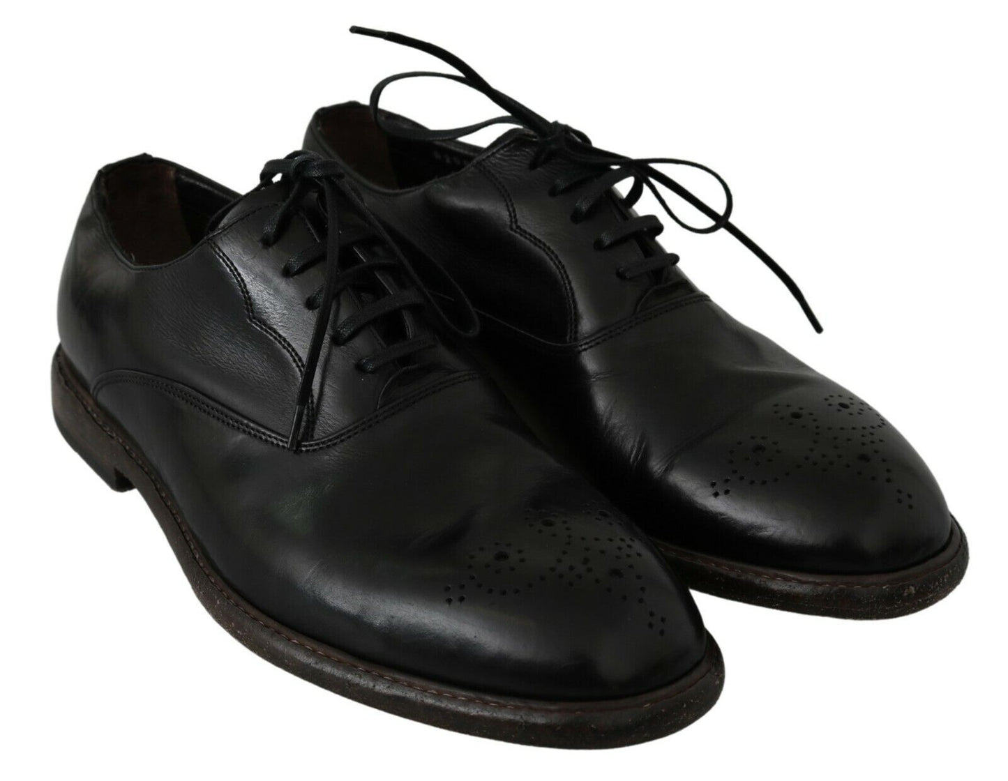 Dolce & Gabbana Elegant Black Leather Derby Dress Shoes