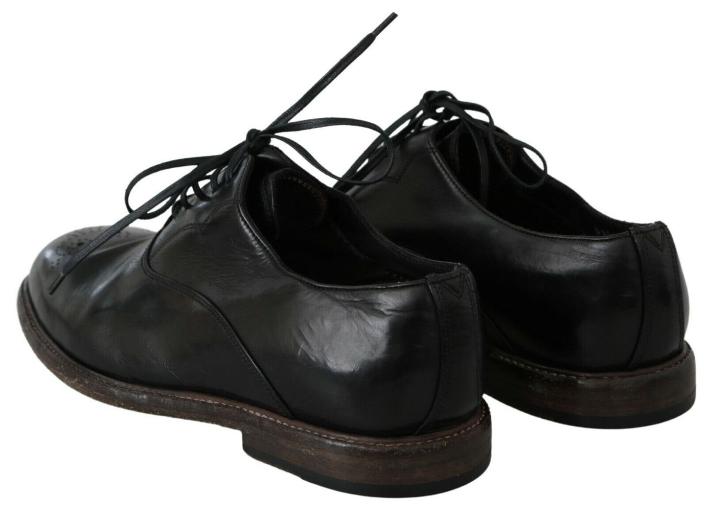 Dolce & Gabbana Elegant Black Leather Derby Dress Shoes