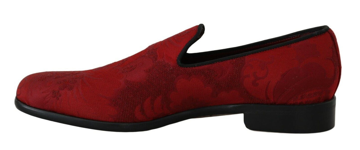 Dolce & Gabbana Elegant Red Silk-Blend Loafers