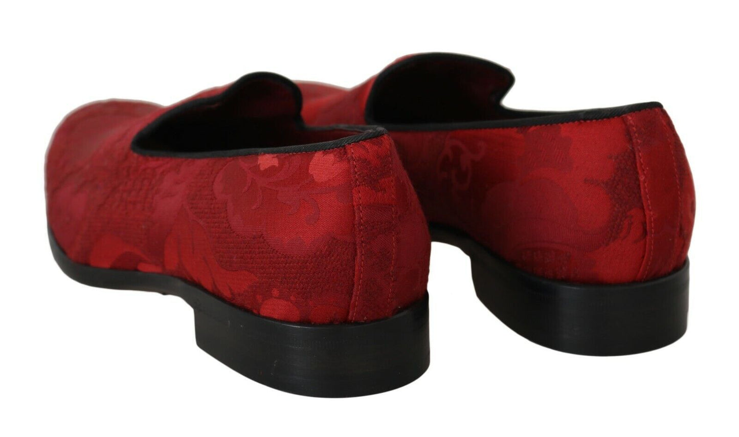 Dolce & Gabbana Elegant Red Silk-Blend Loafers