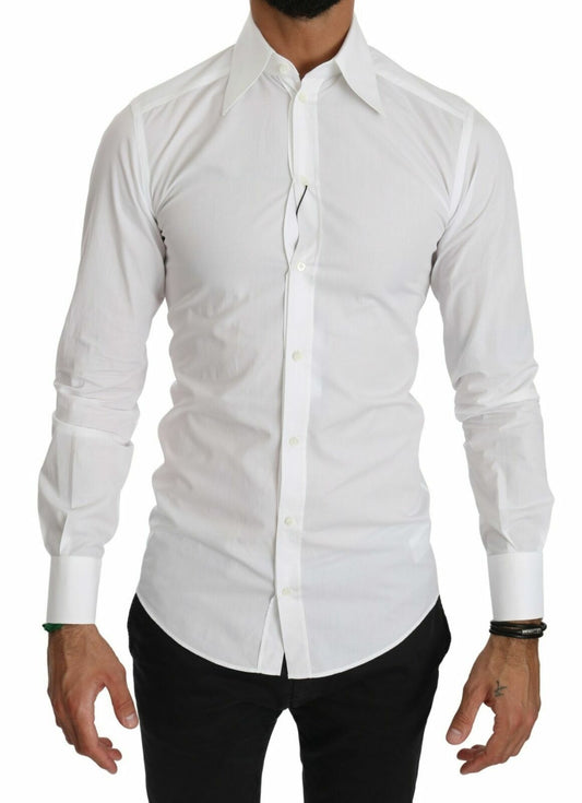 Dolce & Gabbana White Fitted Long Sleeve Top Shirt