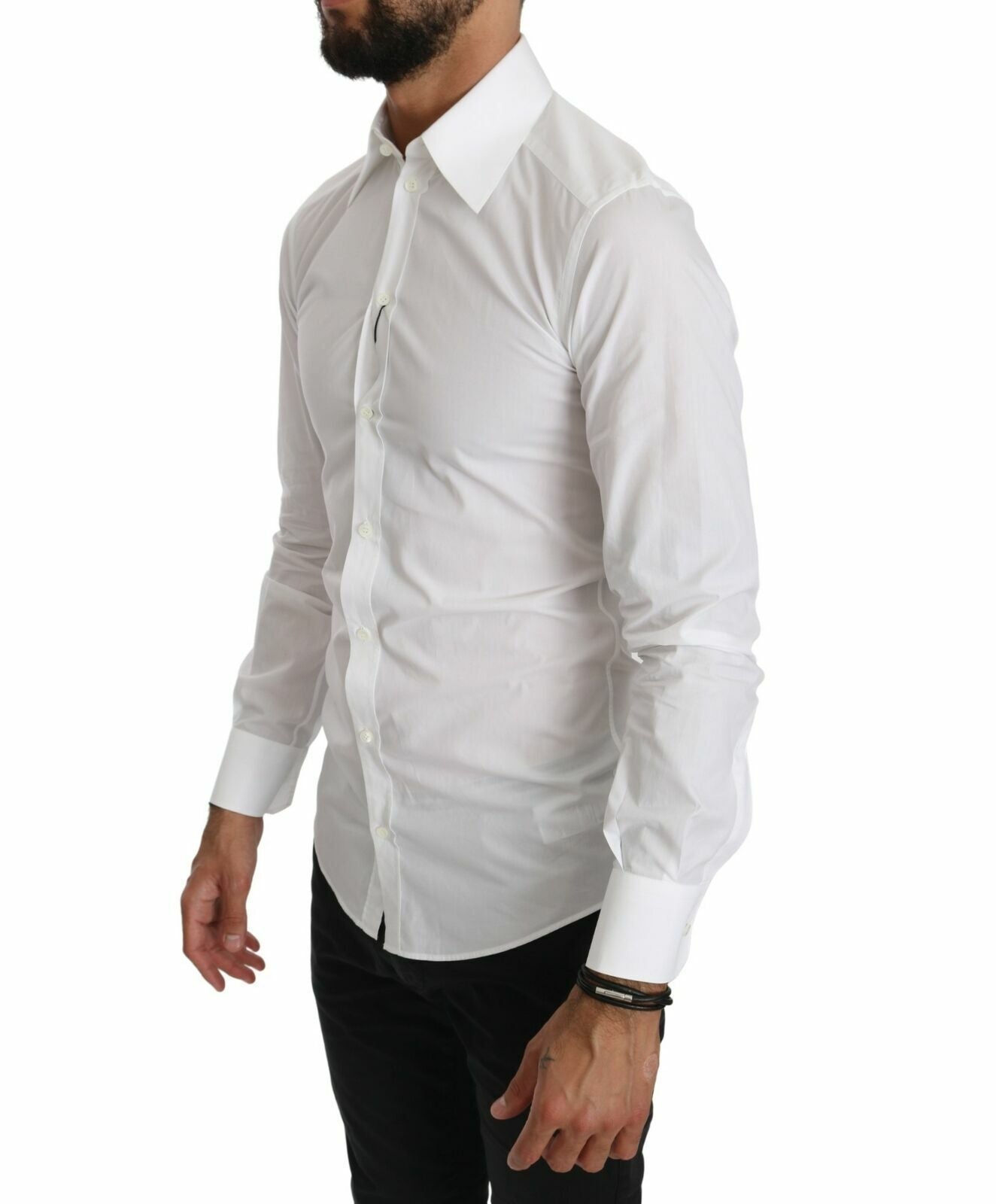 Dolce & Gabbana White Fitted Long Sleeve Top Shirt