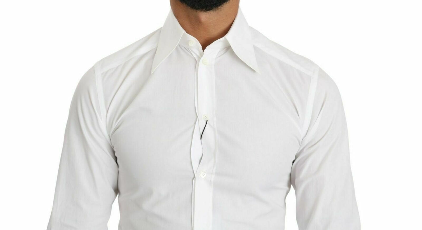 Dolce & Gabbana White Fitted Long Sleeve Top Shirt