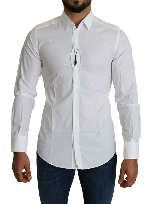 Dolce & Gabbana White Dress Formal Slim Cotton Shirt