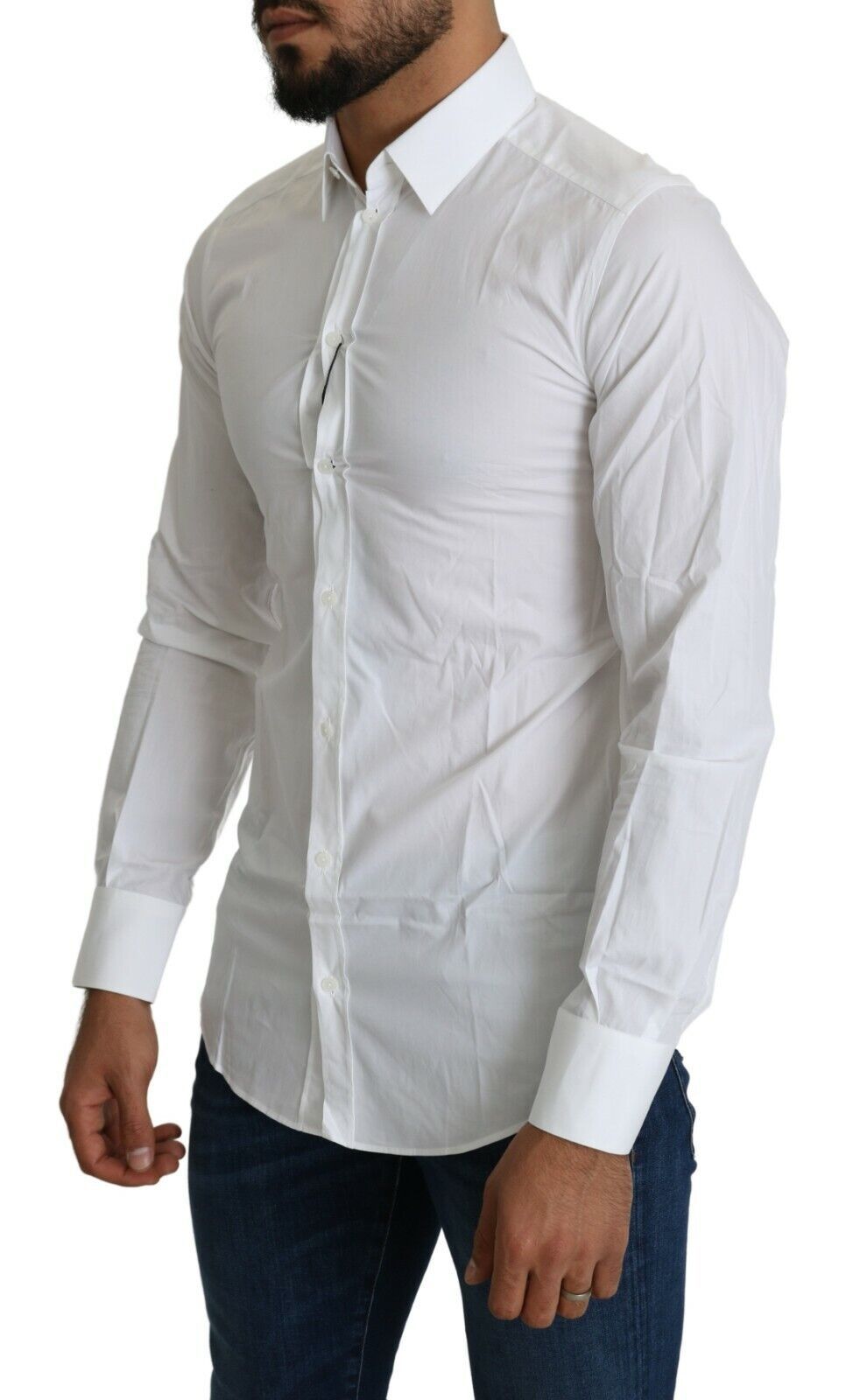 Dolce & Gabbana White Dress Formal Slim Cotton Shirt