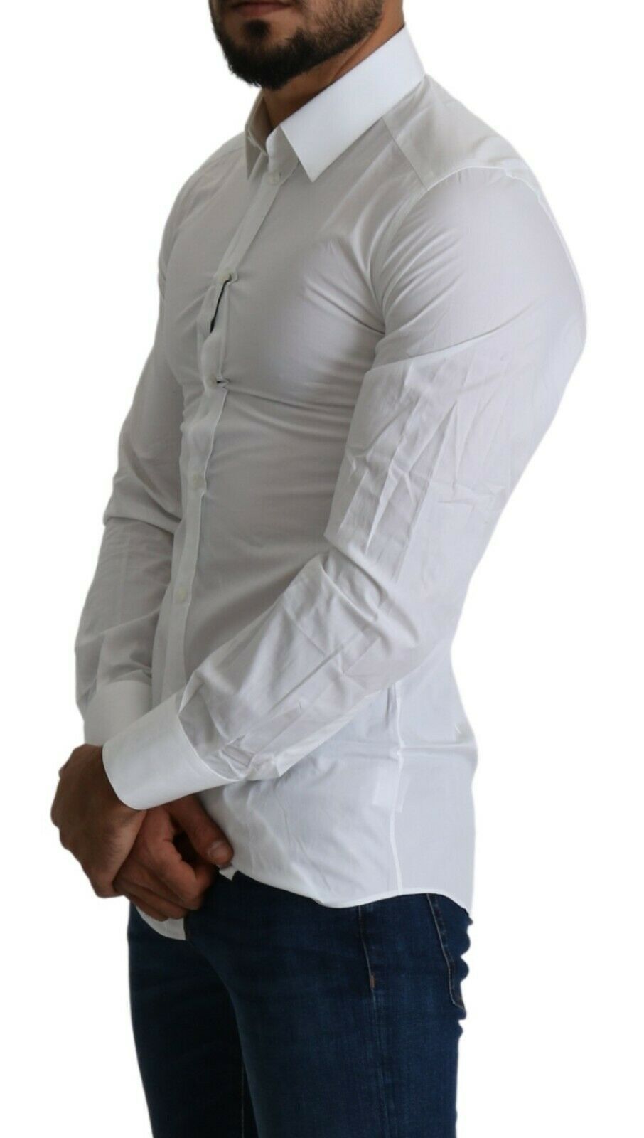 Dolce & Gabbana White Dress Formal Slim Cotton Shirt