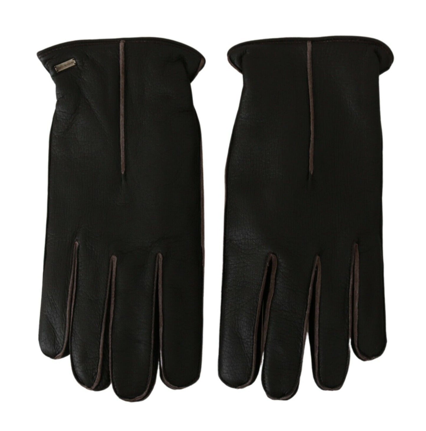 Dolce & Gabbana Elegant Deerskin Leather Gloves in Dark Brown