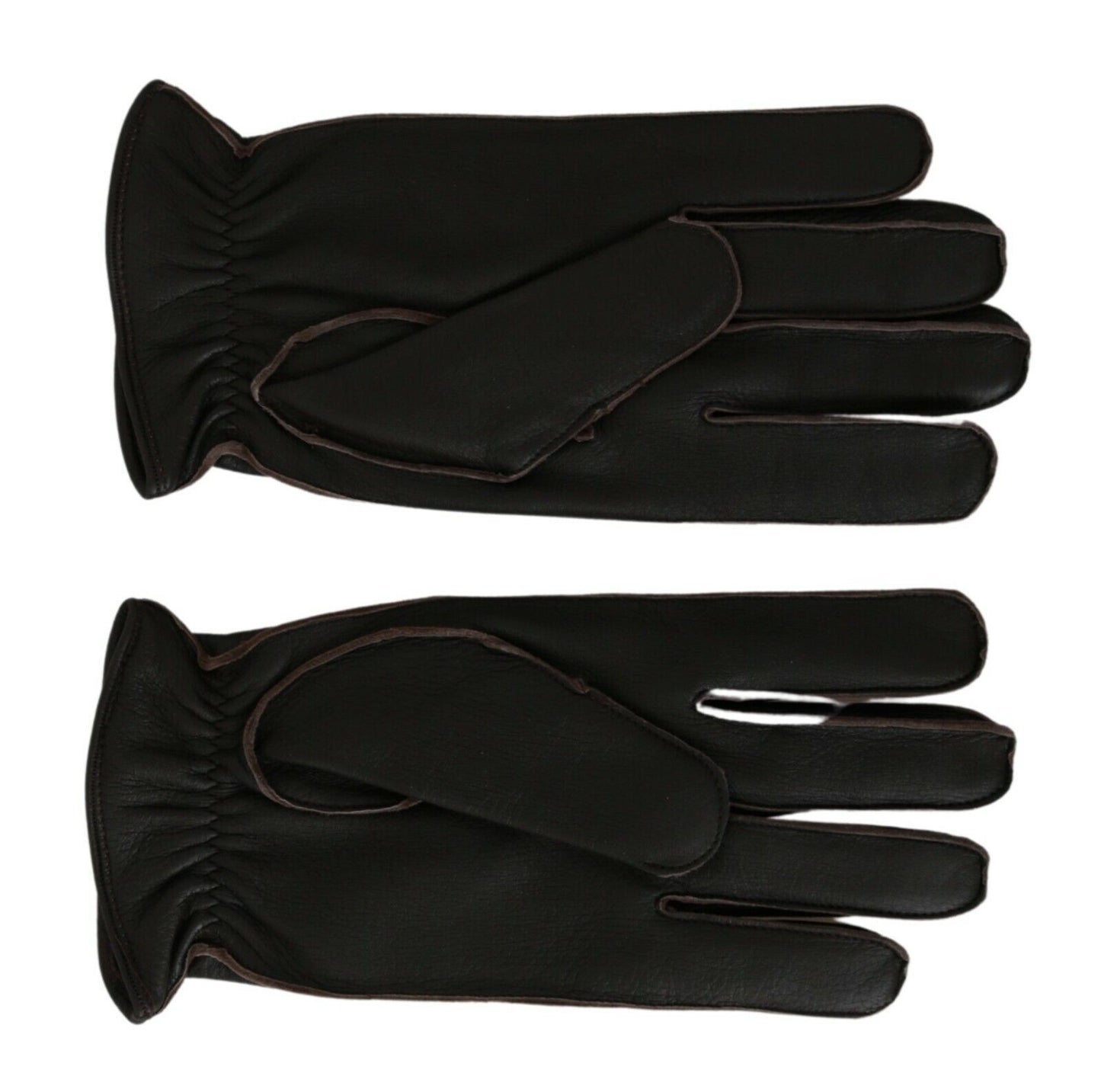 Dolce & Gabbana Elegant Deerskin Leather Gloves in Dark Brown