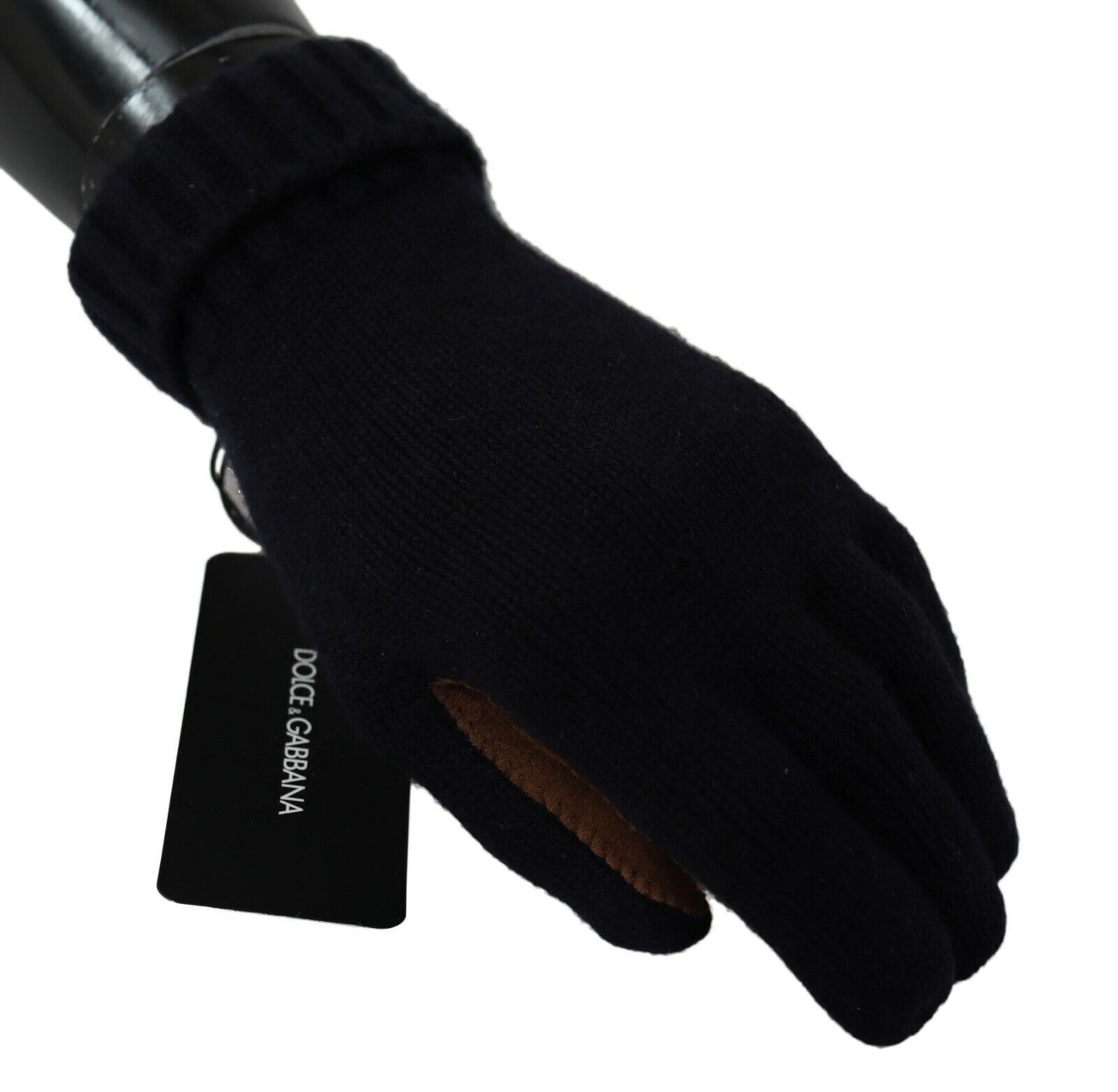 Dolce & Gabbana Elegant Black Cashmere & Leather Gloves