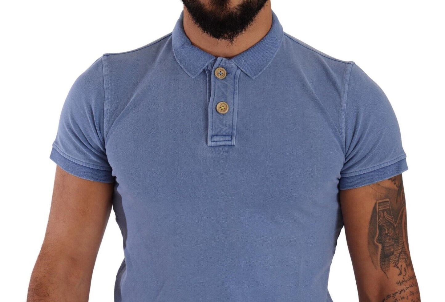 FRADI Sleek Blue Cotton Collared Tee